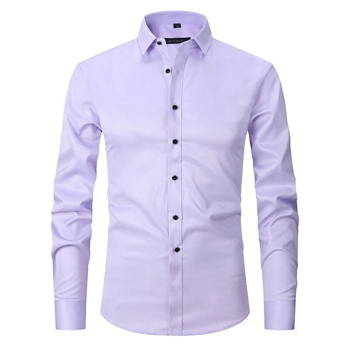 Norven | Dress Shirt Stretch Slim Fit Button-Front Long Sleeve