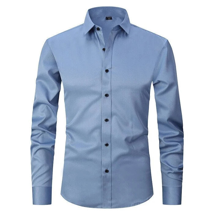 Norven | Dress Shirt Stretch Slim Fit Button-Front Long Sleeve