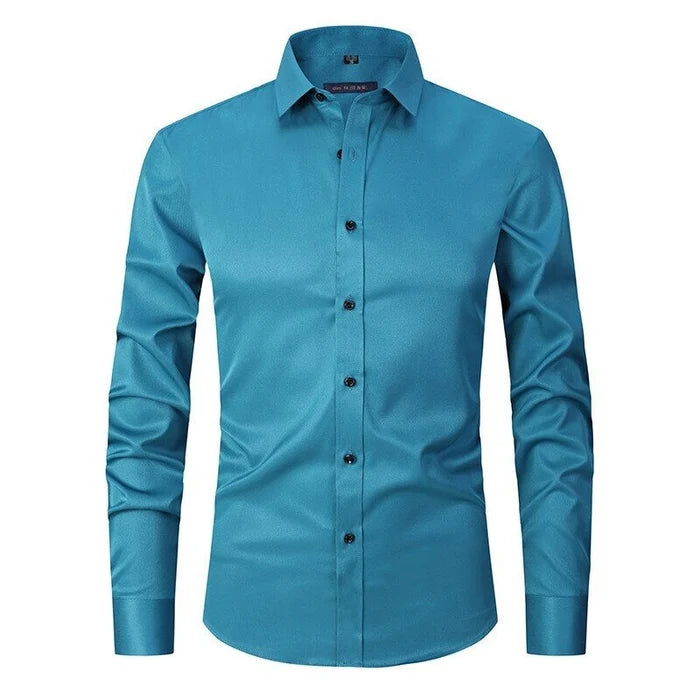 Norven | Dress Shirt Stretch Slim Fit Button-Front Long Sleeve