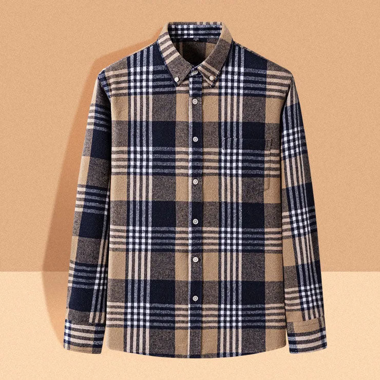 Relveck | Flannel Shirt Brushed Cotton Button-Down Tailored Fit