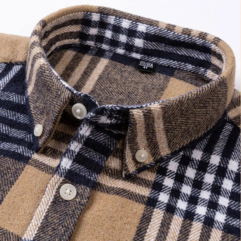Relveck | Flannel Shirt Brushed Cotton Button-Down Tailored Fit