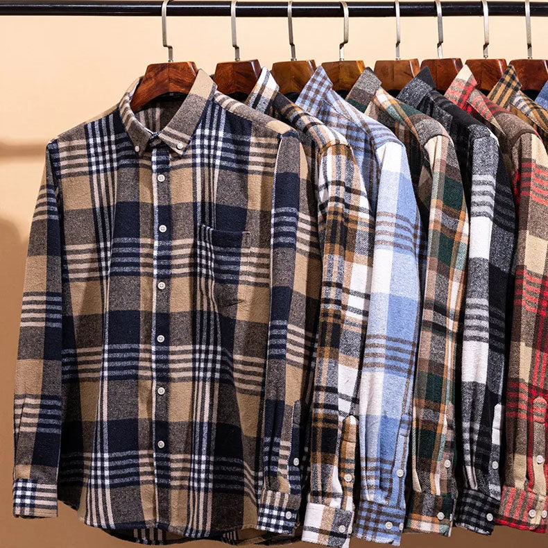 Relveck | Flannel Shirt Brushed Cotton Button-Down Tailored Fit