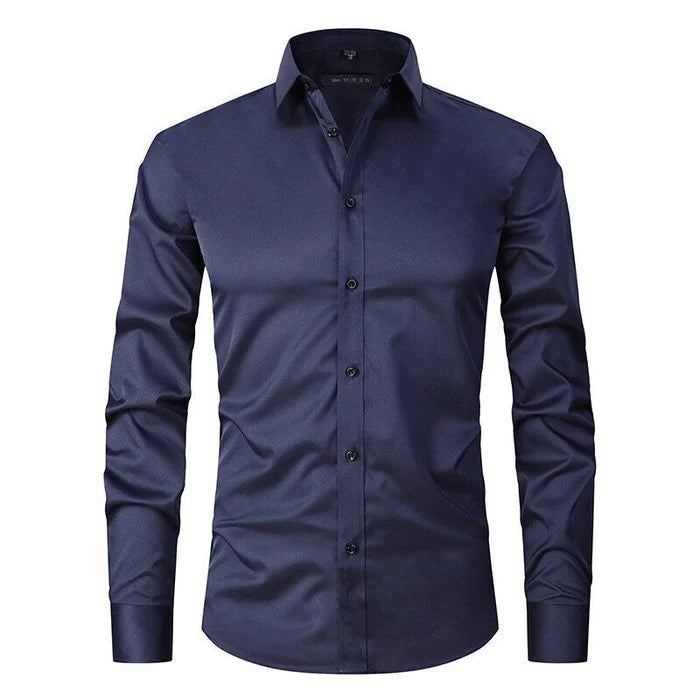 Norven | Dress Shirt Stretch Slim Fit Button-Front Long Sleeve