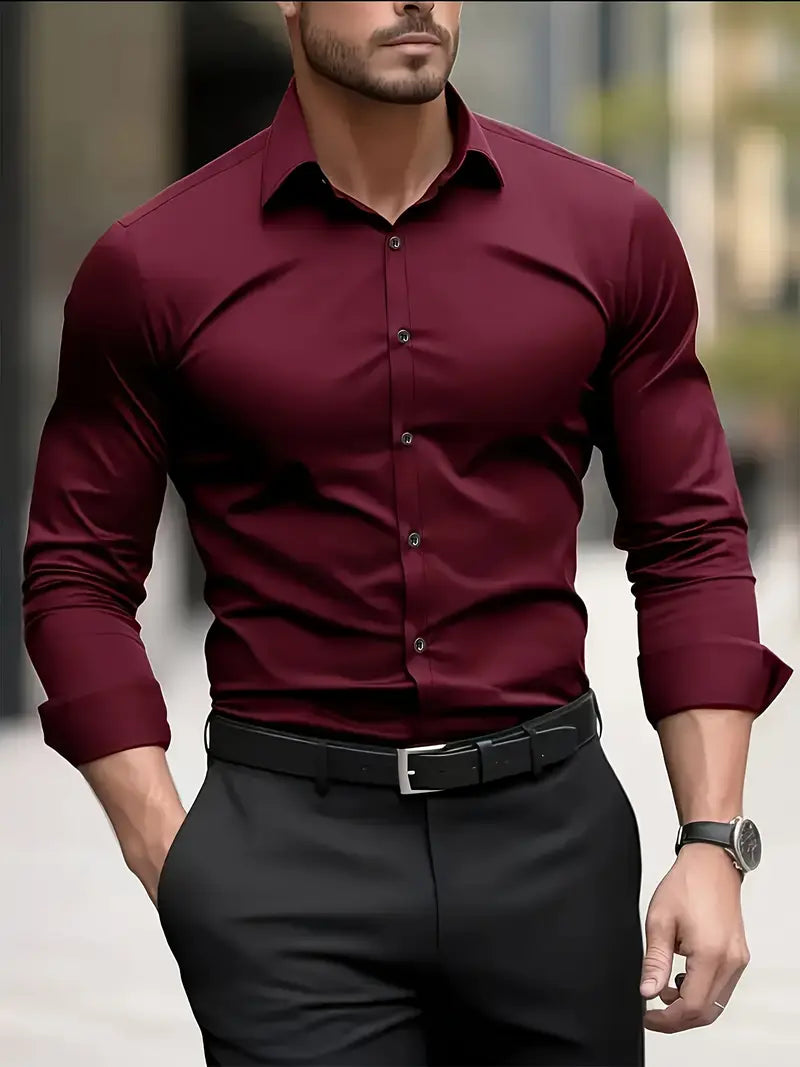 Arven | Dress Shirt Pointed Collar Long Sleeve Button-Down