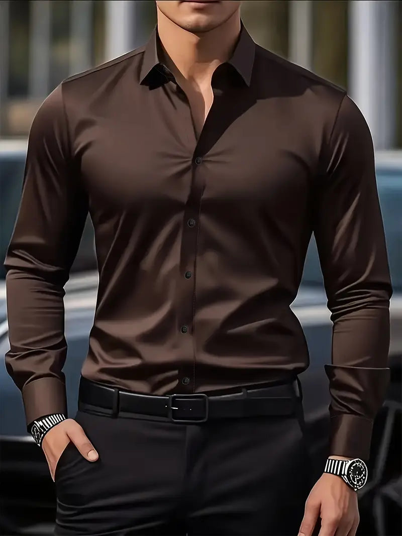 Arven | Dress Shirt Pointed Collar Long Sleeve Button-Down