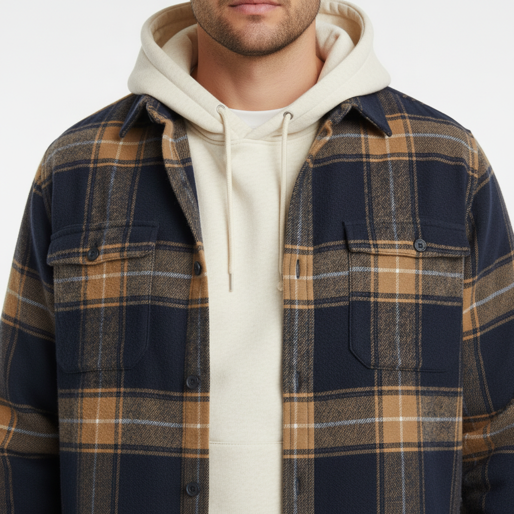 Relveck | Flannel Shirt Brushed Cotton Button-Down Tailored Fit