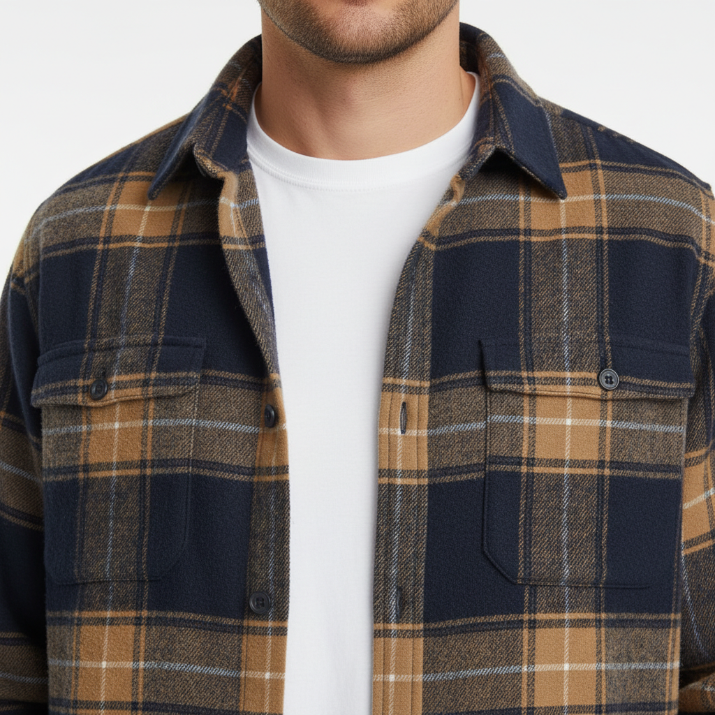 Relveck | Flannel Shirt Brushed Cotton Button-Down Tailored Fit