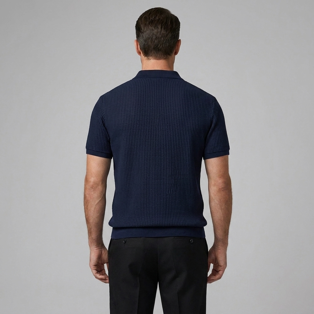 Celvorn | Matching Set Waffle Polo Slim Tapered Trousers