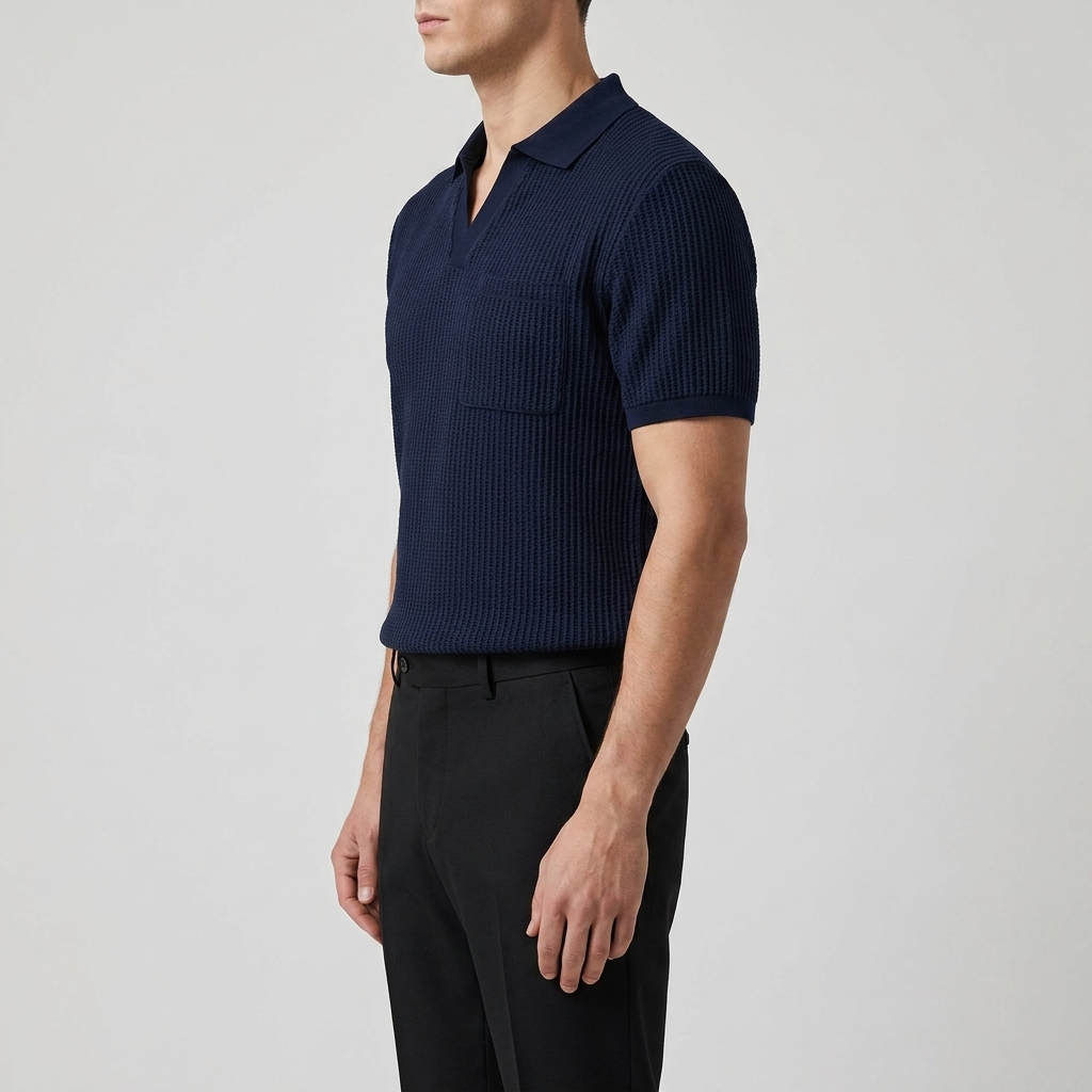Celvorn | Matching Set Waffle Polo Slim Tapered Trousers
