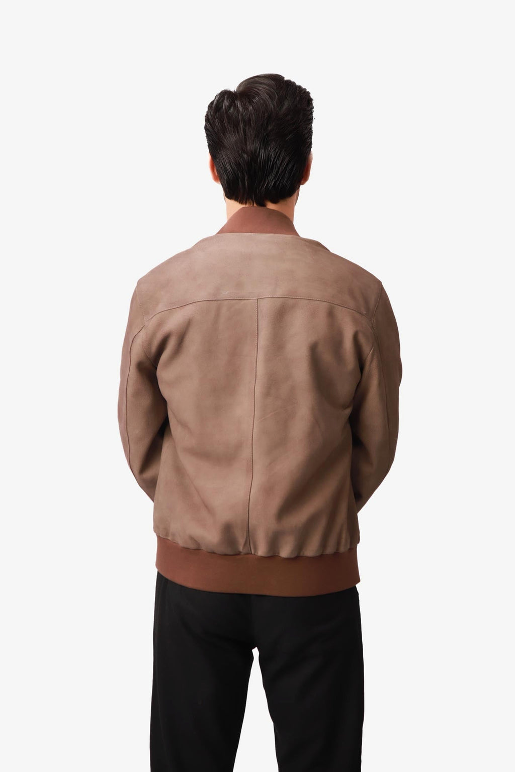 Alistair | Nubuck Bomber Jacket Ribbed Trim