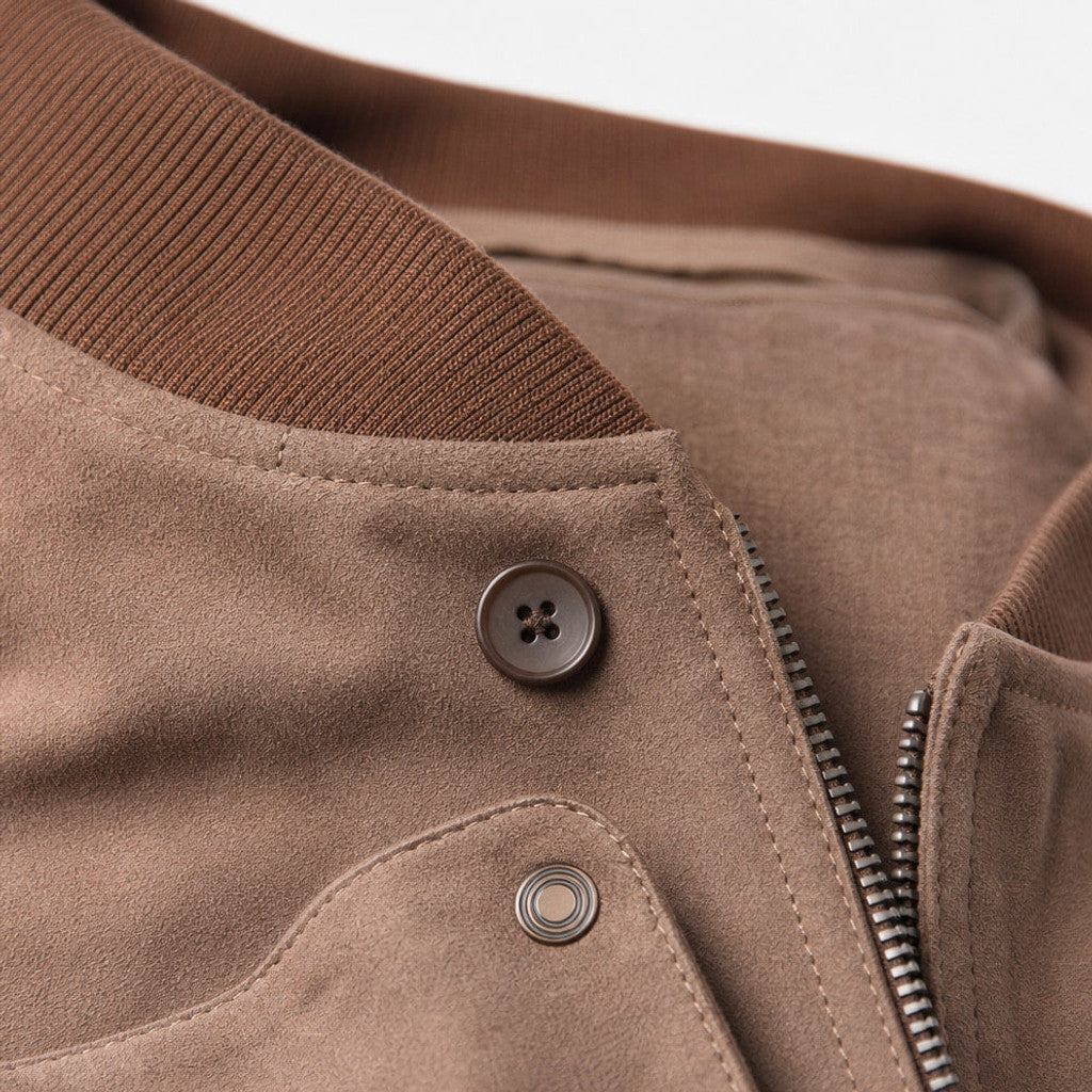Alistair | Nubuck Bomber Jacket Ribbed Trim