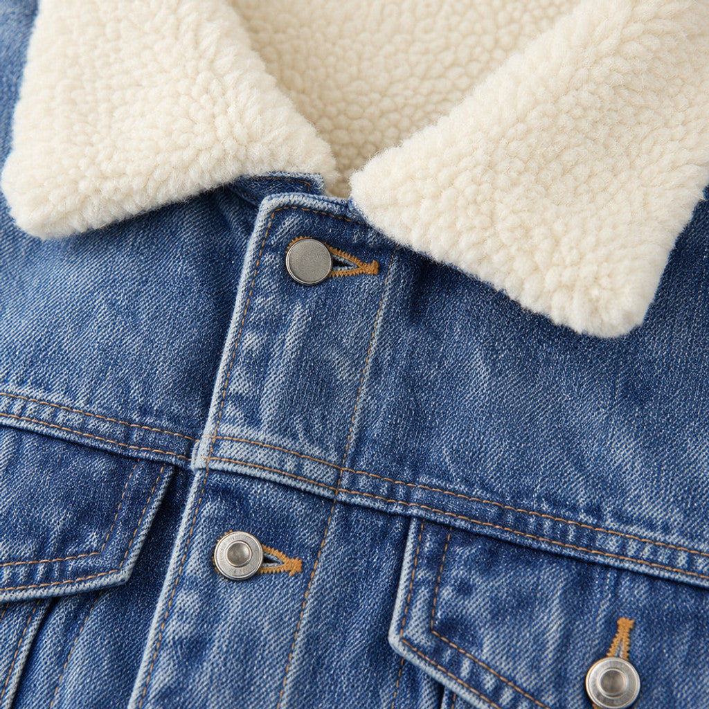 Alleyn | Selvedge Denim Jacket Sherpa Collar – Product Photo