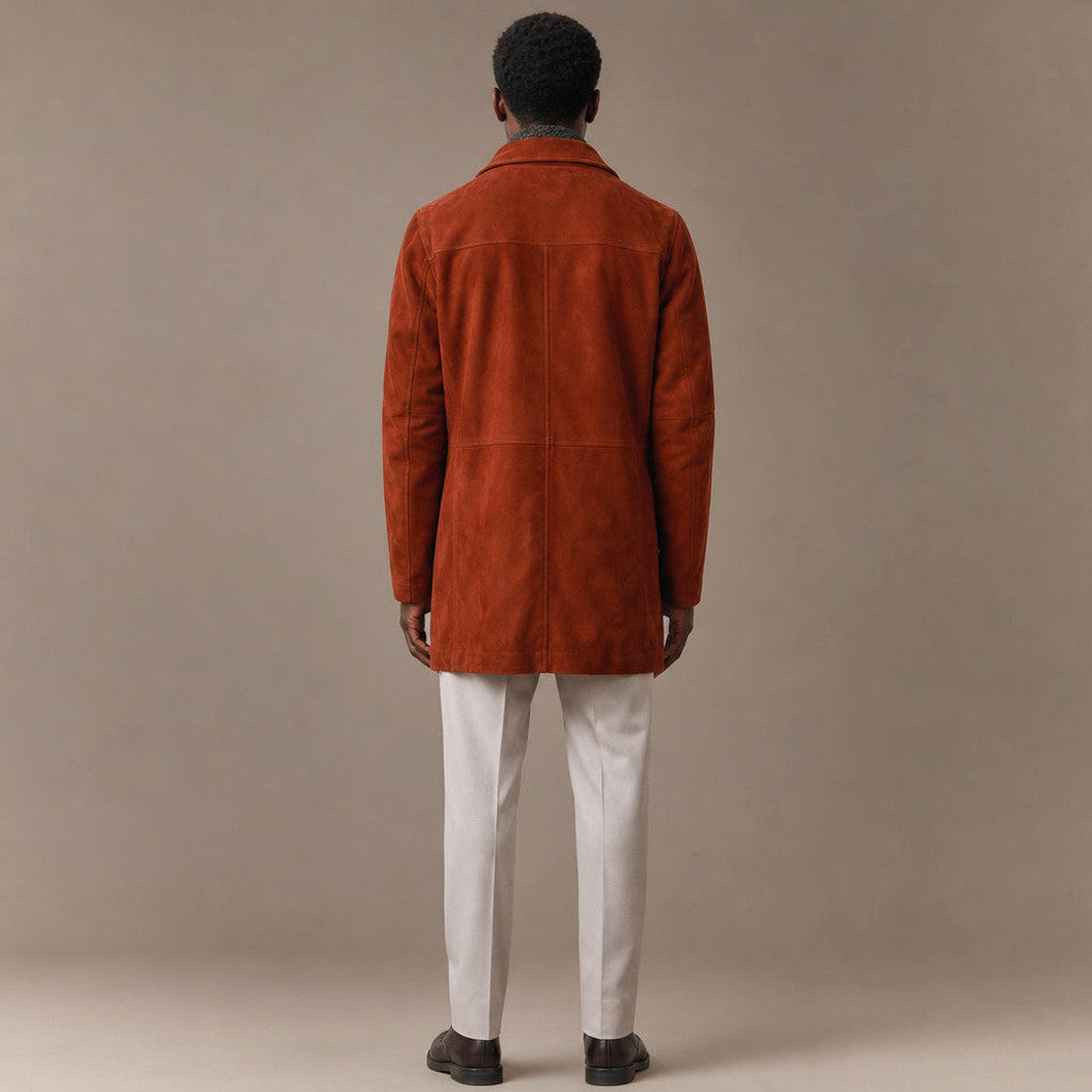 Alston | Suede Car Coat Fur-Lined Rust Brown