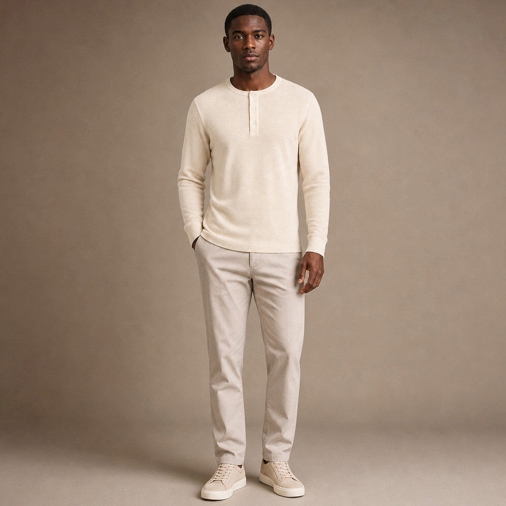 Anselm | Henley T Shirt Waffle Knit