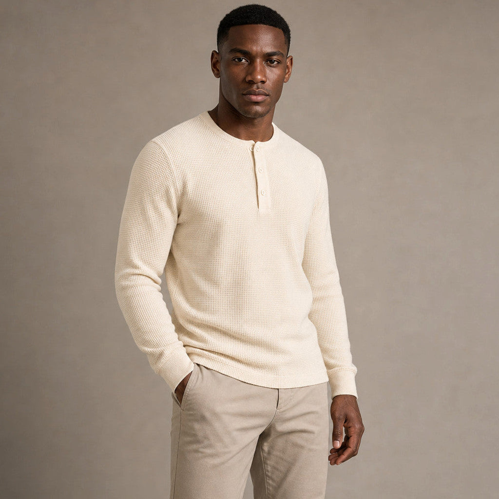 Anselm | Henley T Shirt Waffle Knit