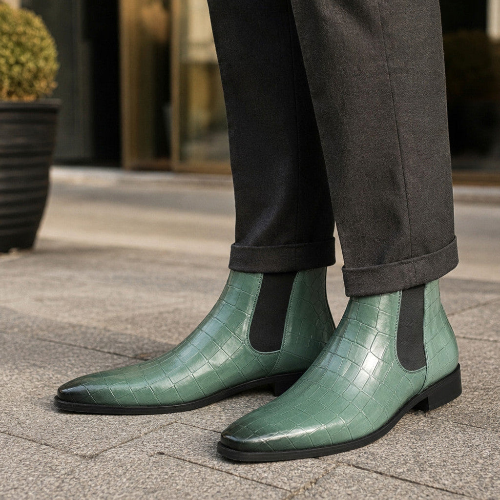 Arlington | Leather Chelsea Boots Croc Embossed