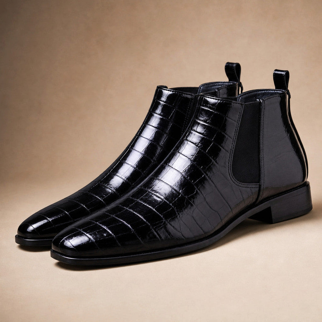 Arlington | Leather Chelsea Boots Croc Embossed