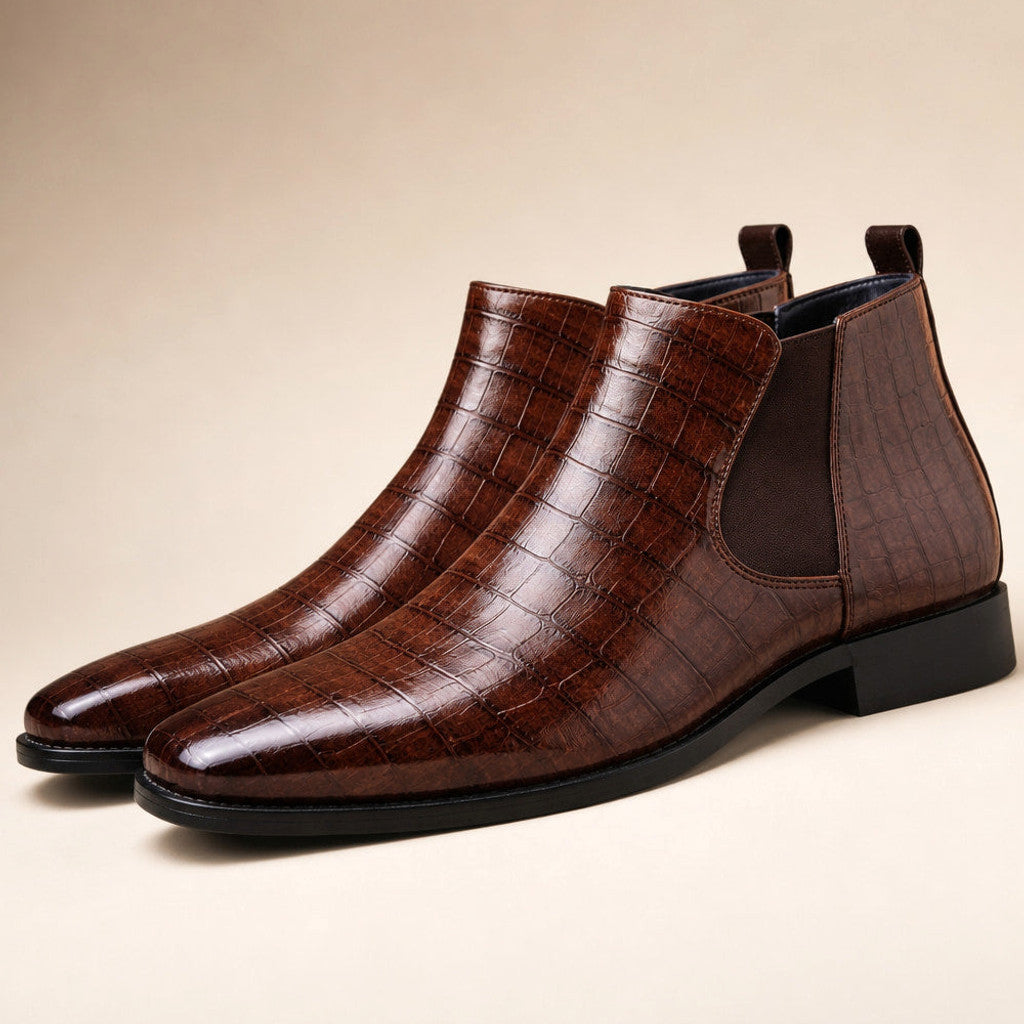Arlington | Leather Chelsea Boots Croc Embossed