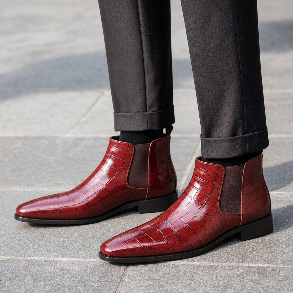 Arlington | Leather Chelsea Boots Croc Embossed