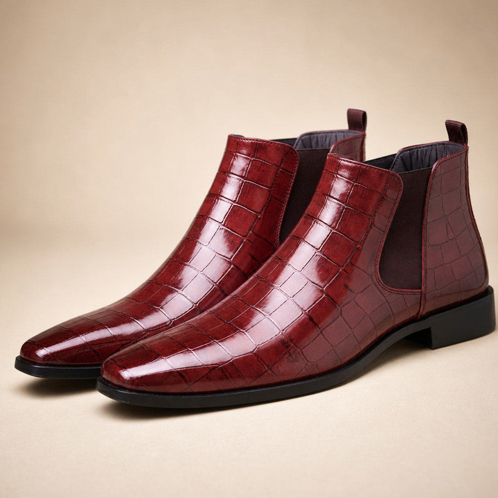 Arlington | Leather Chelsea Boots Croc Embossed