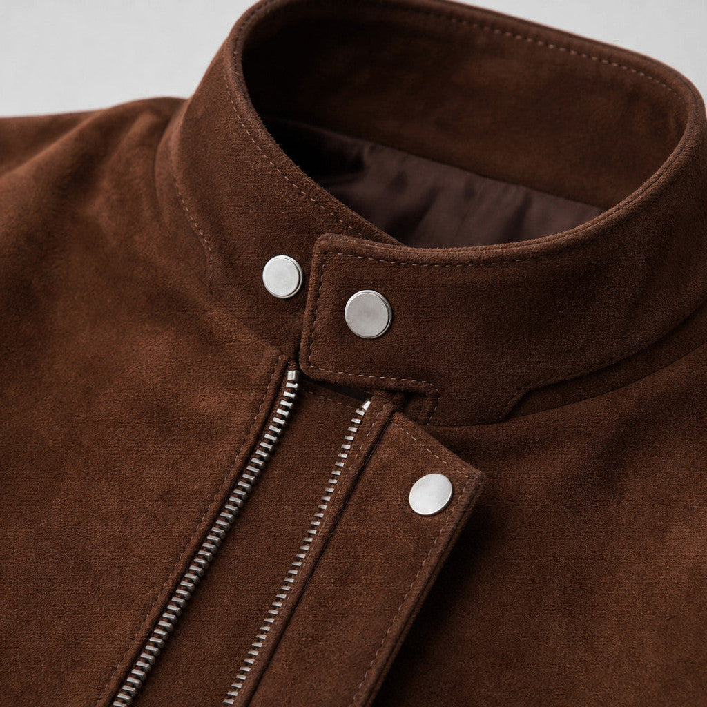 Arnaud | Suede Bomber Jacket Dark Brown