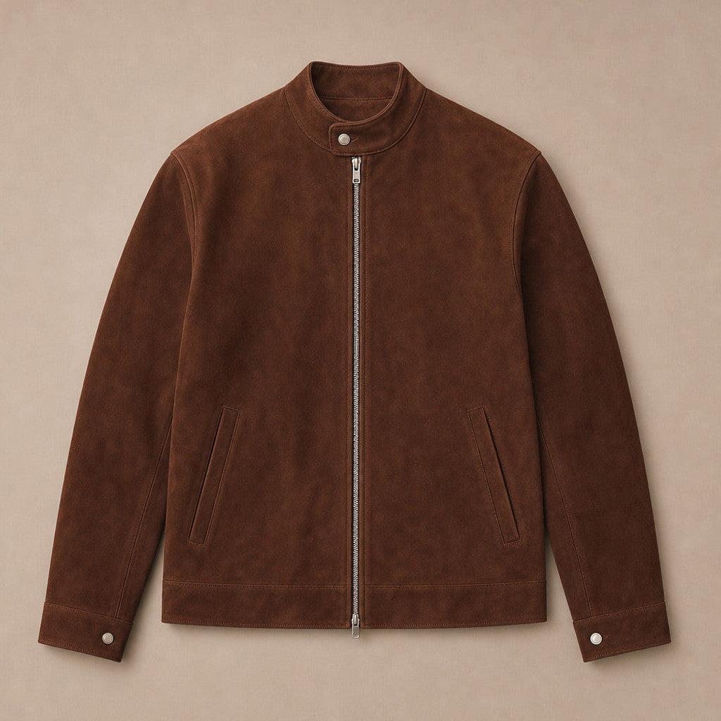 Arnaud | Suede Bomber Jacket Dark Brown