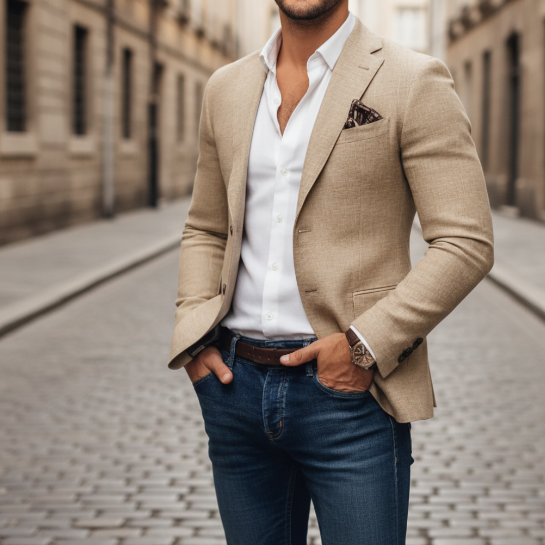 Colvern | Blazer Structured Woven Single Button Slim Fit