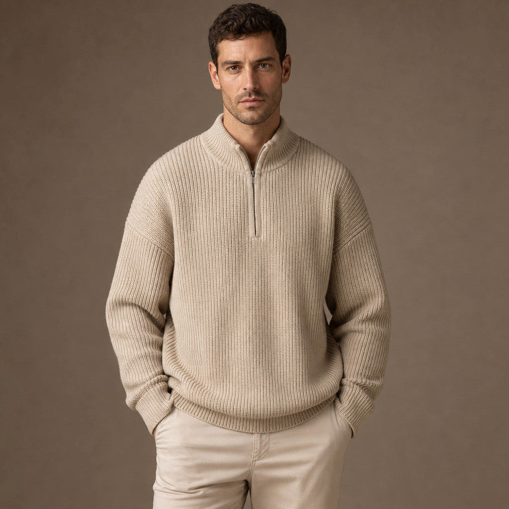 Bedford | Quarter Zip Jumper Ribbed Knit – Product Photo