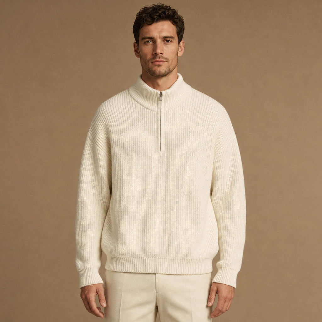 Bedford | Quarter Zip Jumper Ribbed Knit – Product Photo