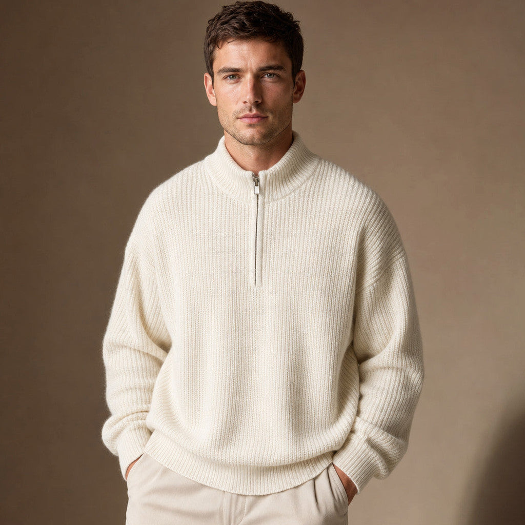 Bedford | Quarter Zip Jumper Ribbed Knit – Product Photo