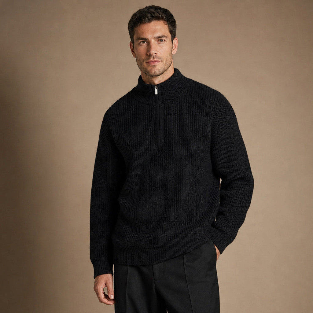 Bedford | Quarter Zip Jumper Ribbed Knit – Product Photo