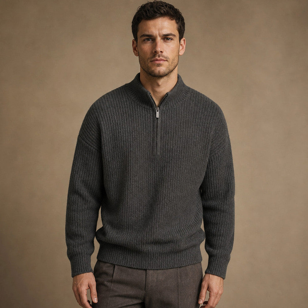 Bedford | Quarter Zip Jumper Ribbed Knit – Product Photo