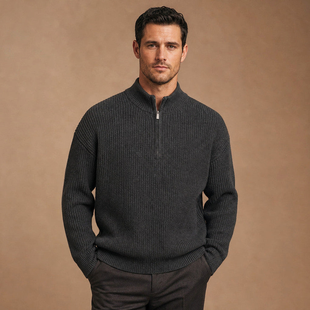 Bedford | Quarter Zip Jumper Ribbed Knit – Product Photo
