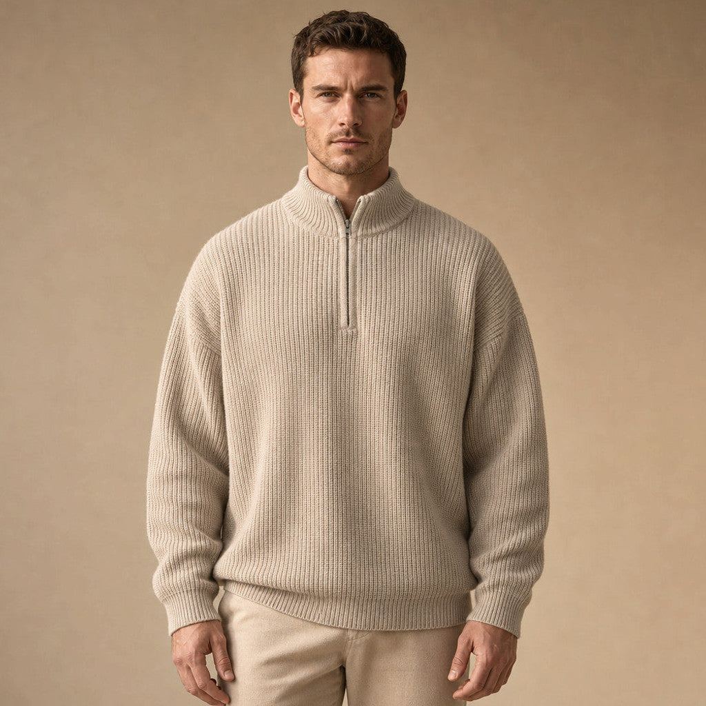 Bedford | Quarter Zip Jumper Ribbed Knit – Product Photo