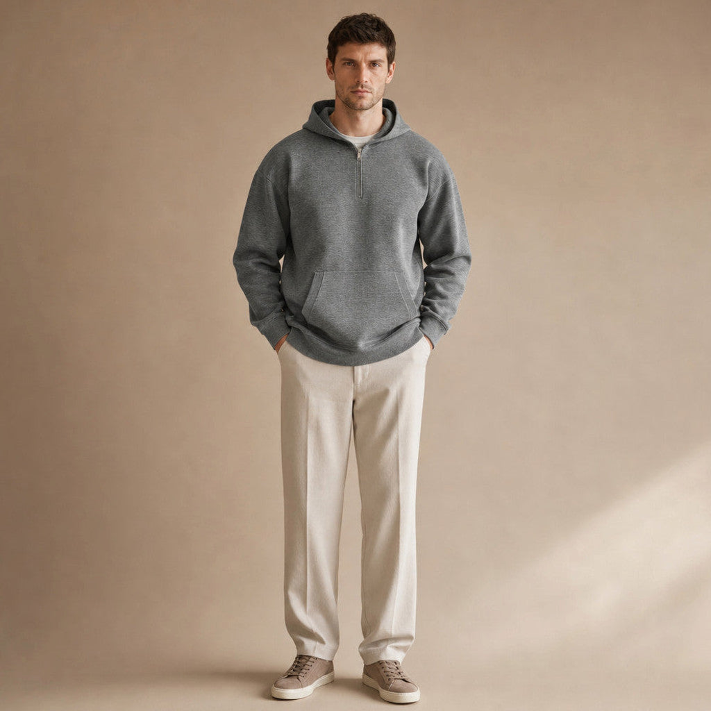 Brookfield | Knit Hoodie Half Zip Dropped Shoulder – Product Photo