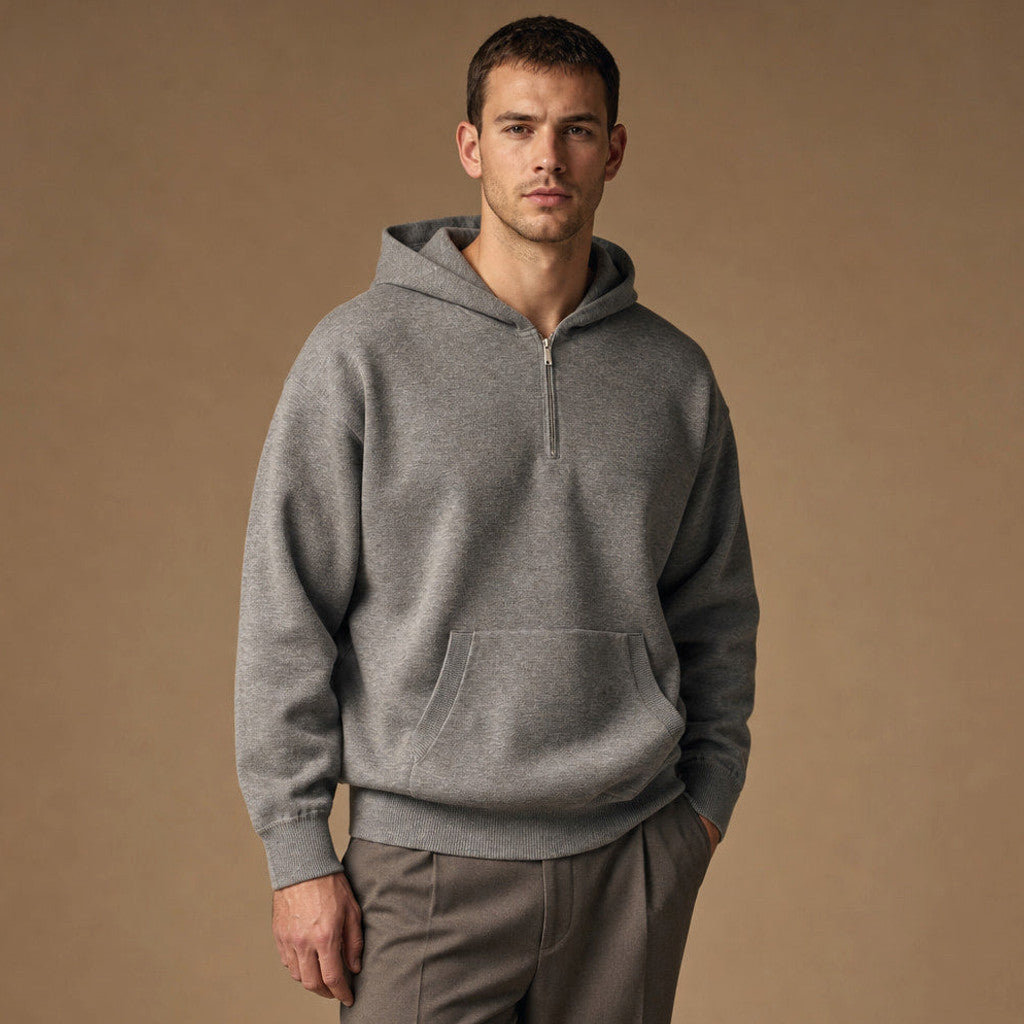 Brookfield | Knit Hoodie Half Zip Dropped Shoulder – Product Photo
