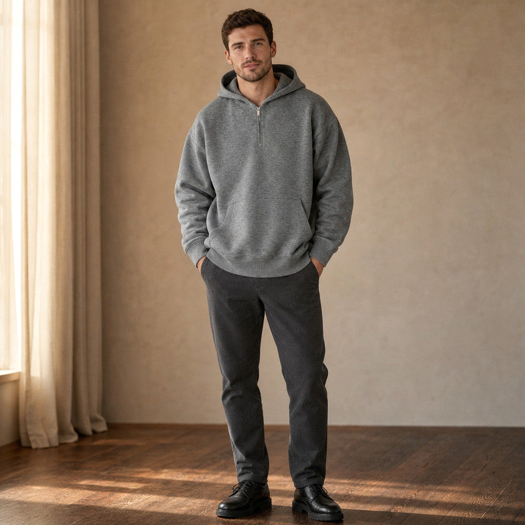 Brookfield | Knit Hoodie Half Zip Dropped Shoulder – Product Photo
