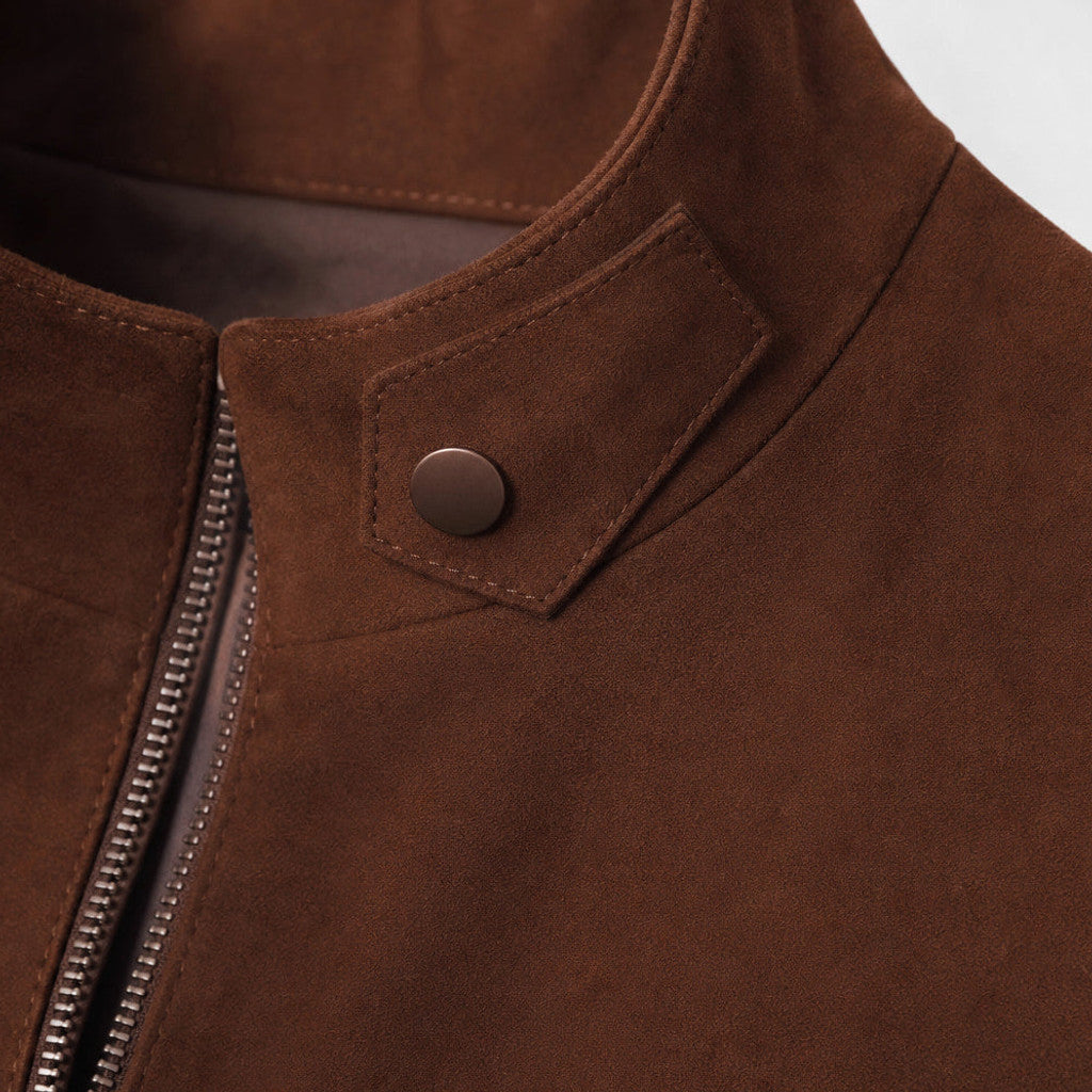 Burnett | Biker Jacket Suede Dark Brown