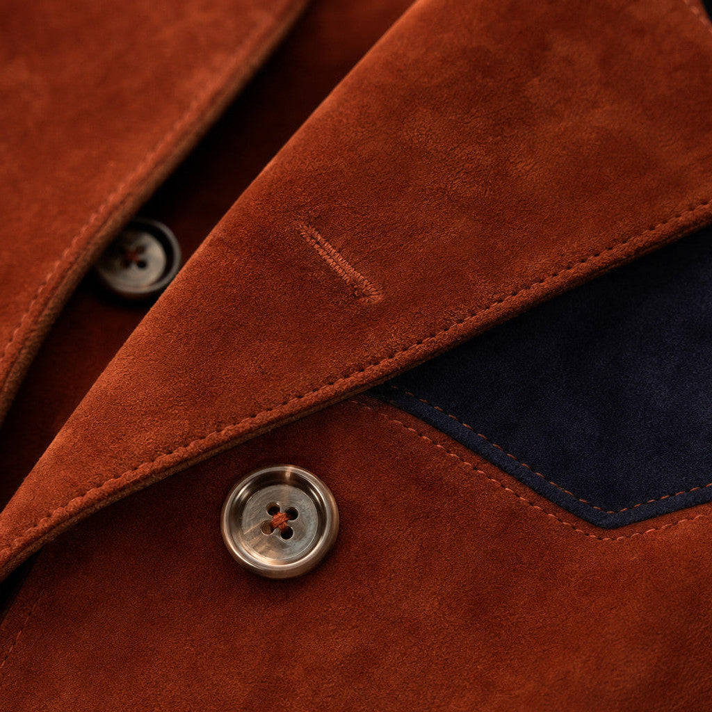 Chapman | Suede Blazer Contrast Patches Rust Brown – Product Photo
