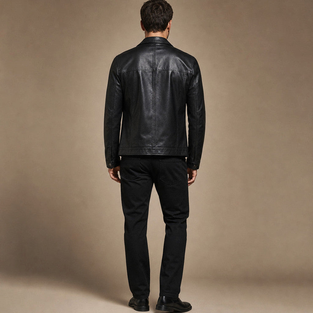 Clive | Moto Jacket Asymmetric Zip Slim Fit Black