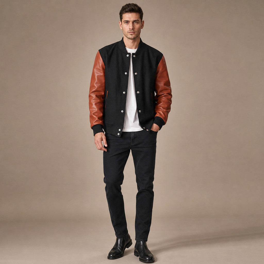 Coleston | Varsity Jacket Wool Body Leather Sleeves