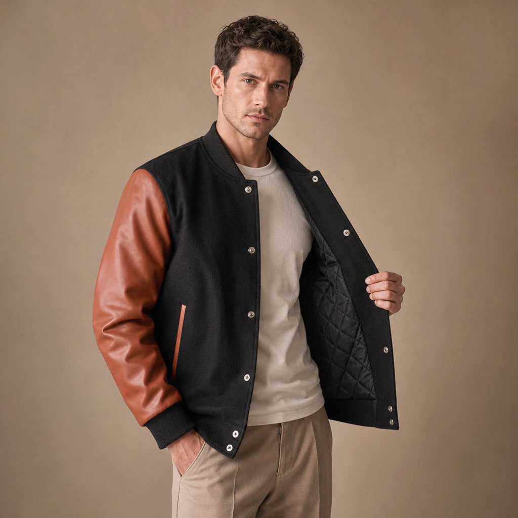 Coleston | Varsity Jacket Wool Body Leather Sleeves