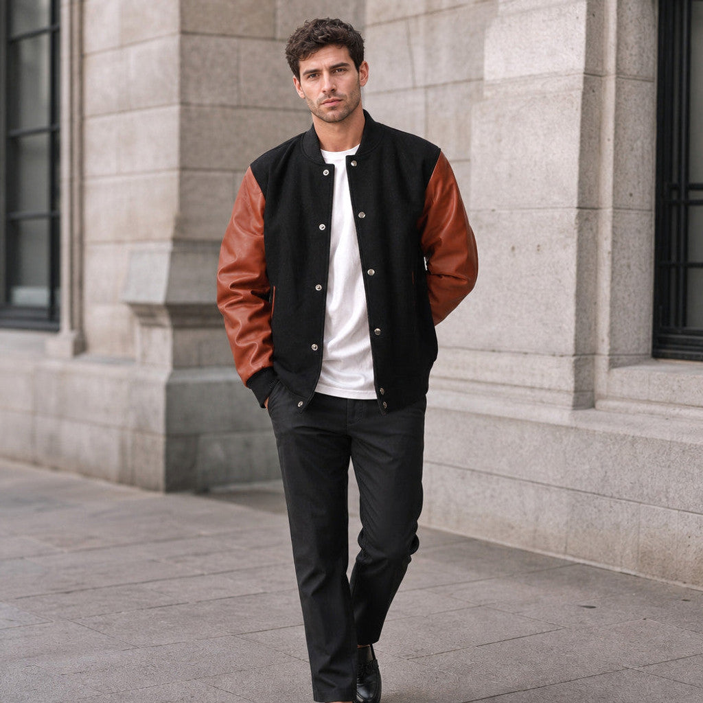 Coleston | Varsity Jacket Wool Body Leather Sleeves