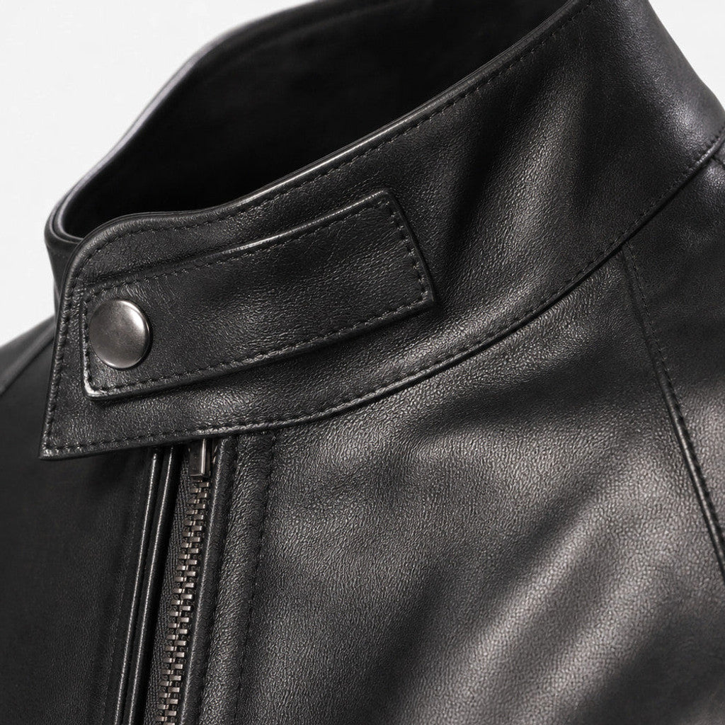 Colton | Cafe Racer Leather Jacket Black