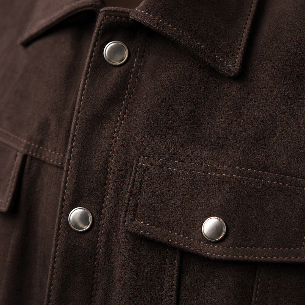 Crawford | Suede Leather Jacket Trucker Brown