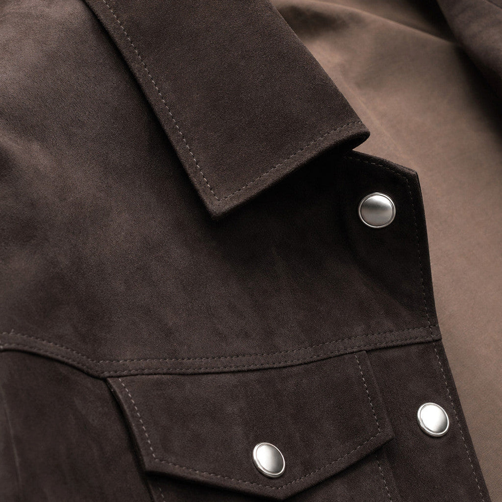 Crawford | Suede Leather Jacket Trucker Brown