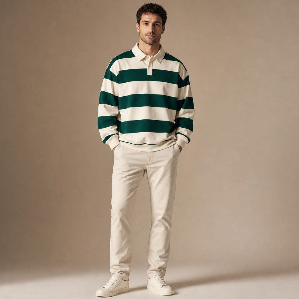 Cromwell | Rugby Shirt Striped Knit Button Placket