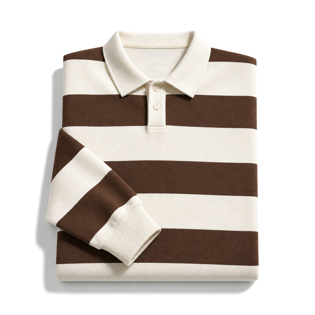 Cromwell | Rugby Shirt Striped Knit Button Placket