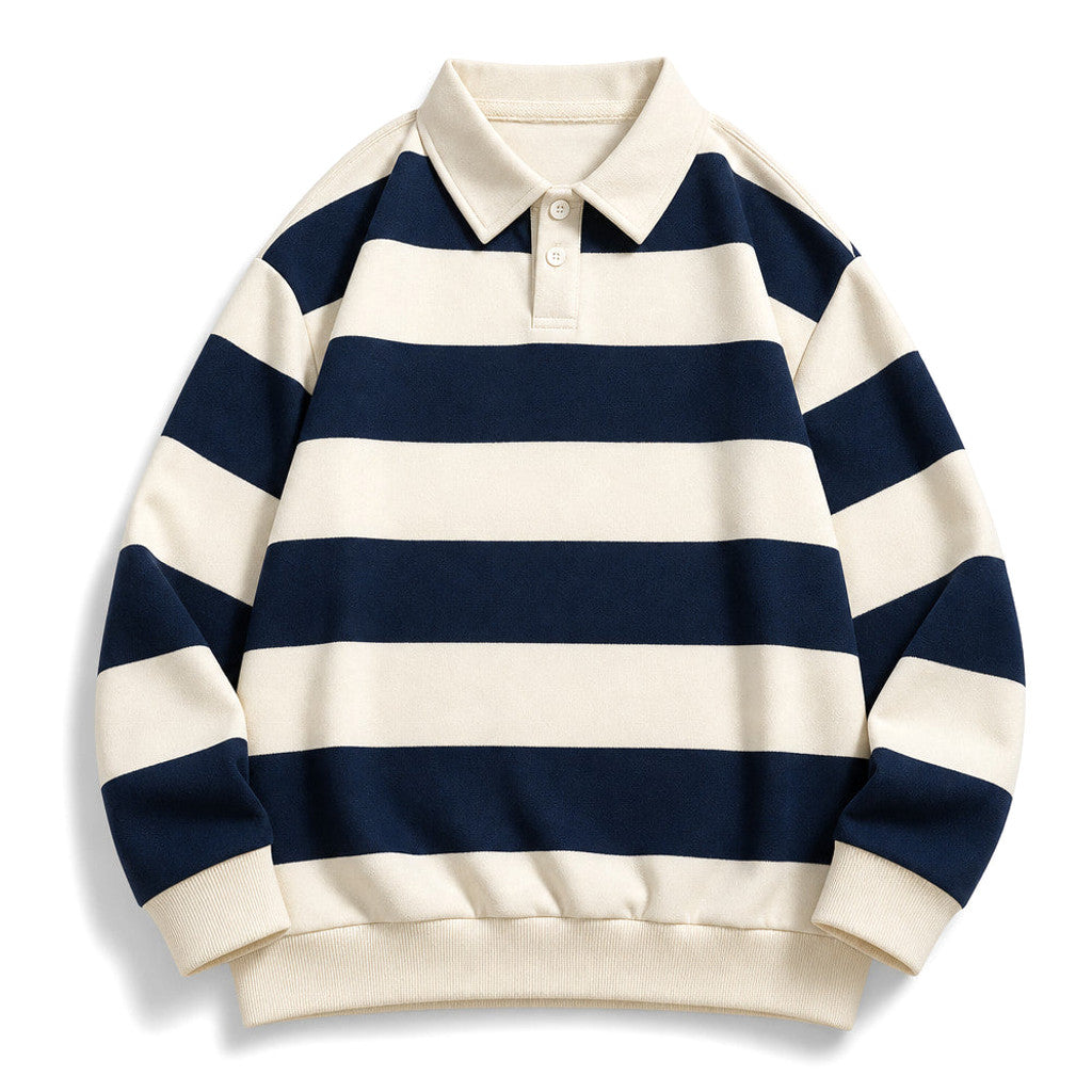 Cromwell | Rugby Shirt Striped Knit Button Placket