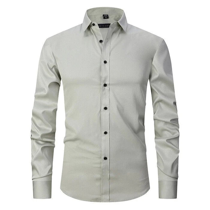Norven | Dress Shirt Stretch Slim Fit Button-Front Long Sleeve